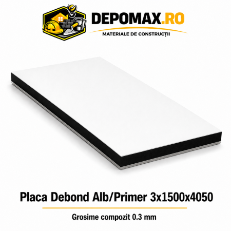 Placa BOND alb/primer 3mm, 1500x4050mm, aluminiu 0.3mm